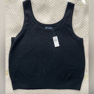 GAP Elegant Pointelle Sweater Tank Top, Blac, Large, NWT